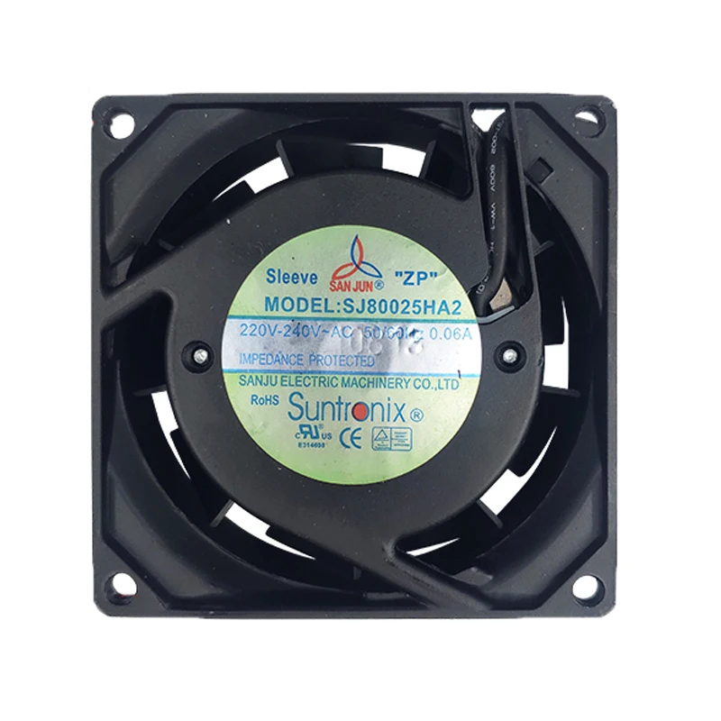 SJ8025HA1 SJ8025HA2 AC110/220/240V 0.06A/0.14A 80X80X25MM 2-Wire Cooling Fan