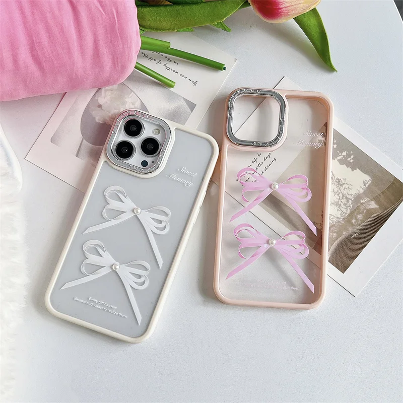 Warm ribbon bow anti-drop phone case for IPhone 15 15pro 15promax 14 14pro 14promax 13 13pro 13promax 12 12pro 12promax