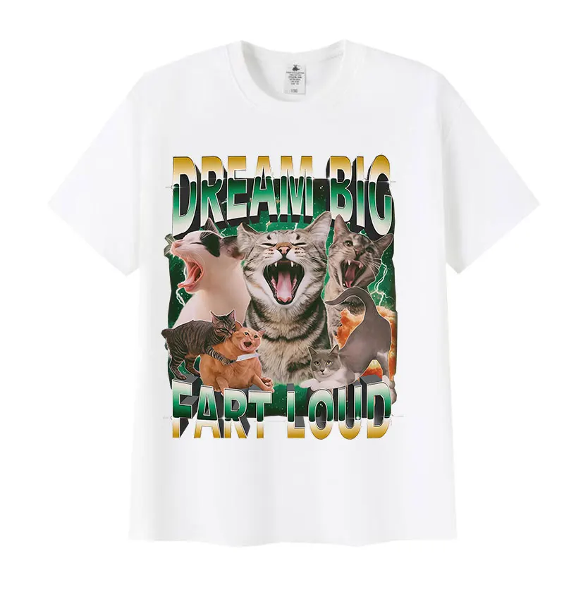 Camiseta Grafica femenina Dream Big ضرطة بصوت عال مضحك CAT Me camiseta الرجعية #3
