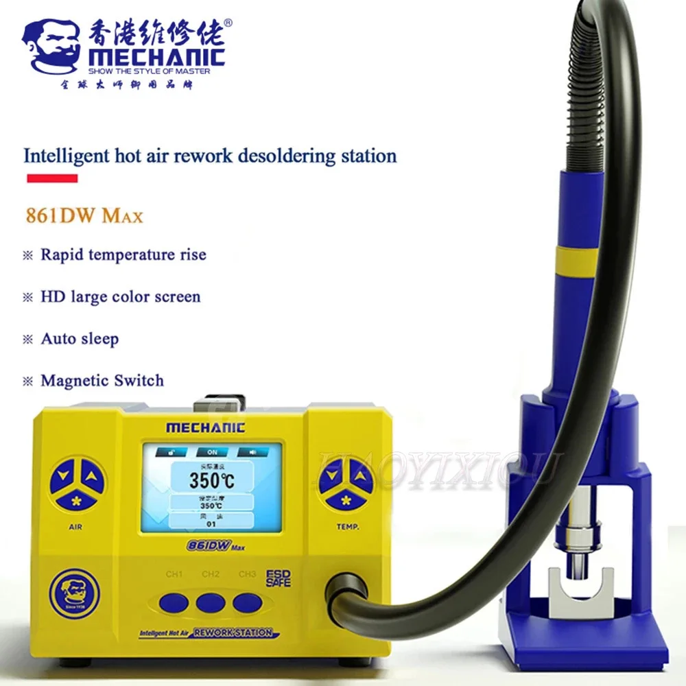 Soldering Hot Air Gun MECHANIC 861DW Max for Phone Motherboard PCB Welding Desoldering Station HD LCD Twin Turbo Repair Tool