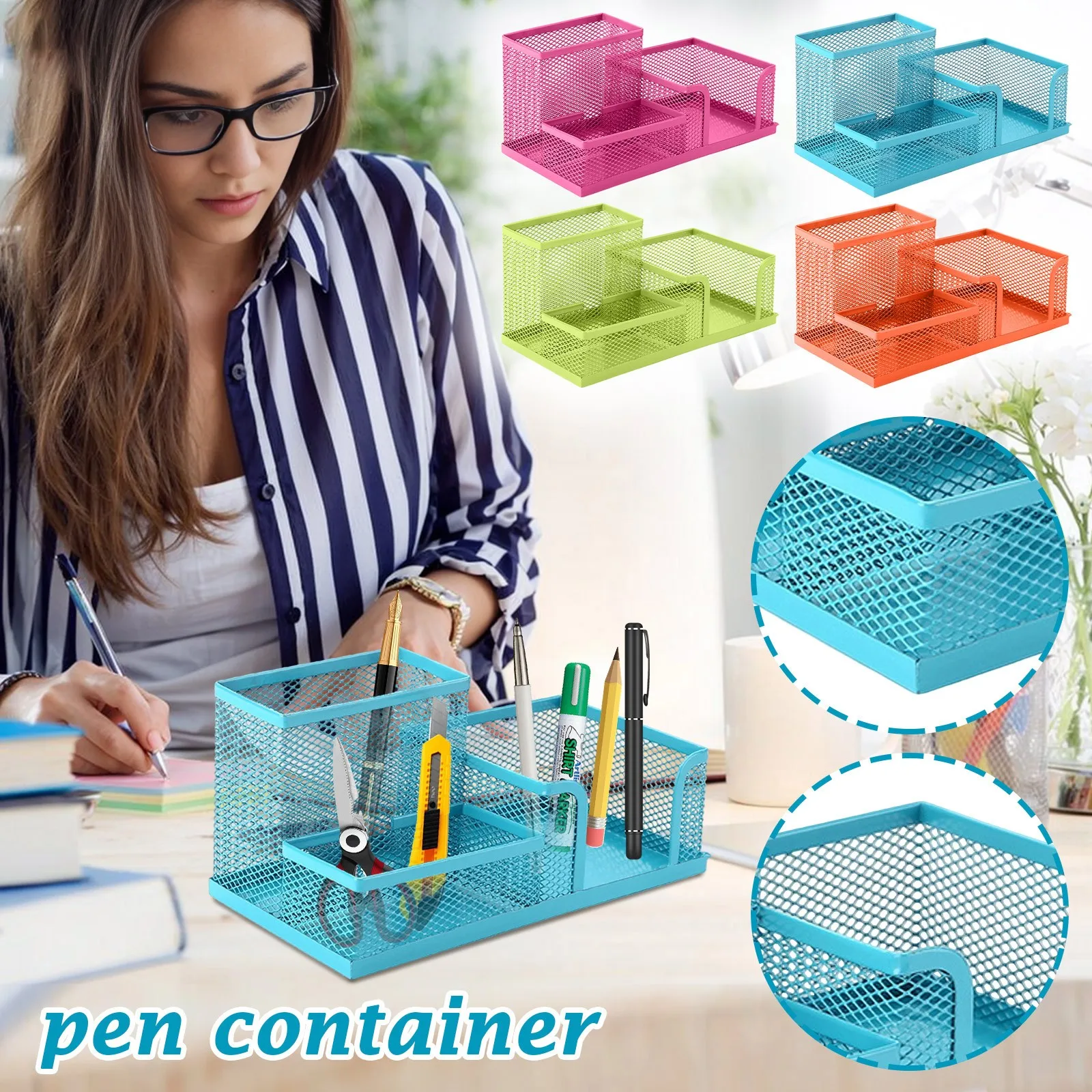 Multi-purpose Pen Holder Creative Three- Storage Pen Container for Student Stationery Office Desktop Storage Box