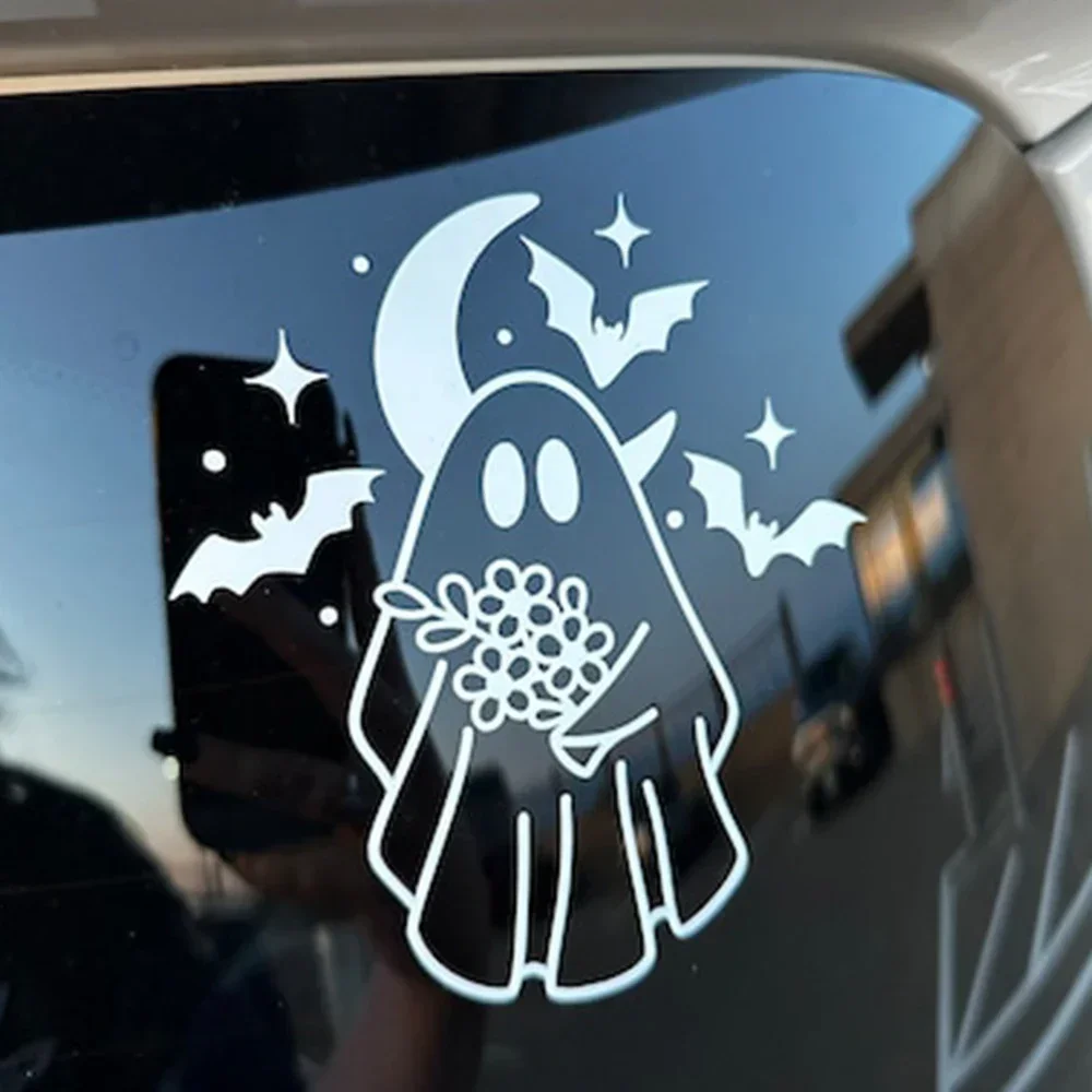 Cute Ghost Bat Anime Vinyl Car Sticker Waterproof Decal for Rear Windshield Window Motorcycle Laptop Bumper Universal Decor