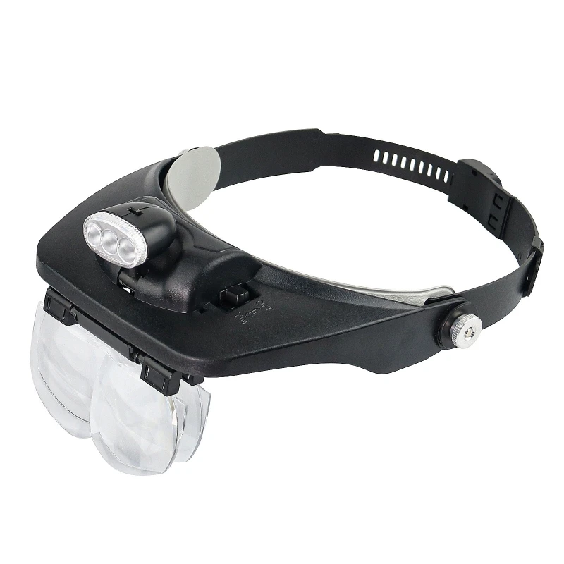 for Head Mount Magnifier with LED Lights Single/Double Lens Glasses for Close Up Work Repair 1.2X/1.8X/2.5X/3