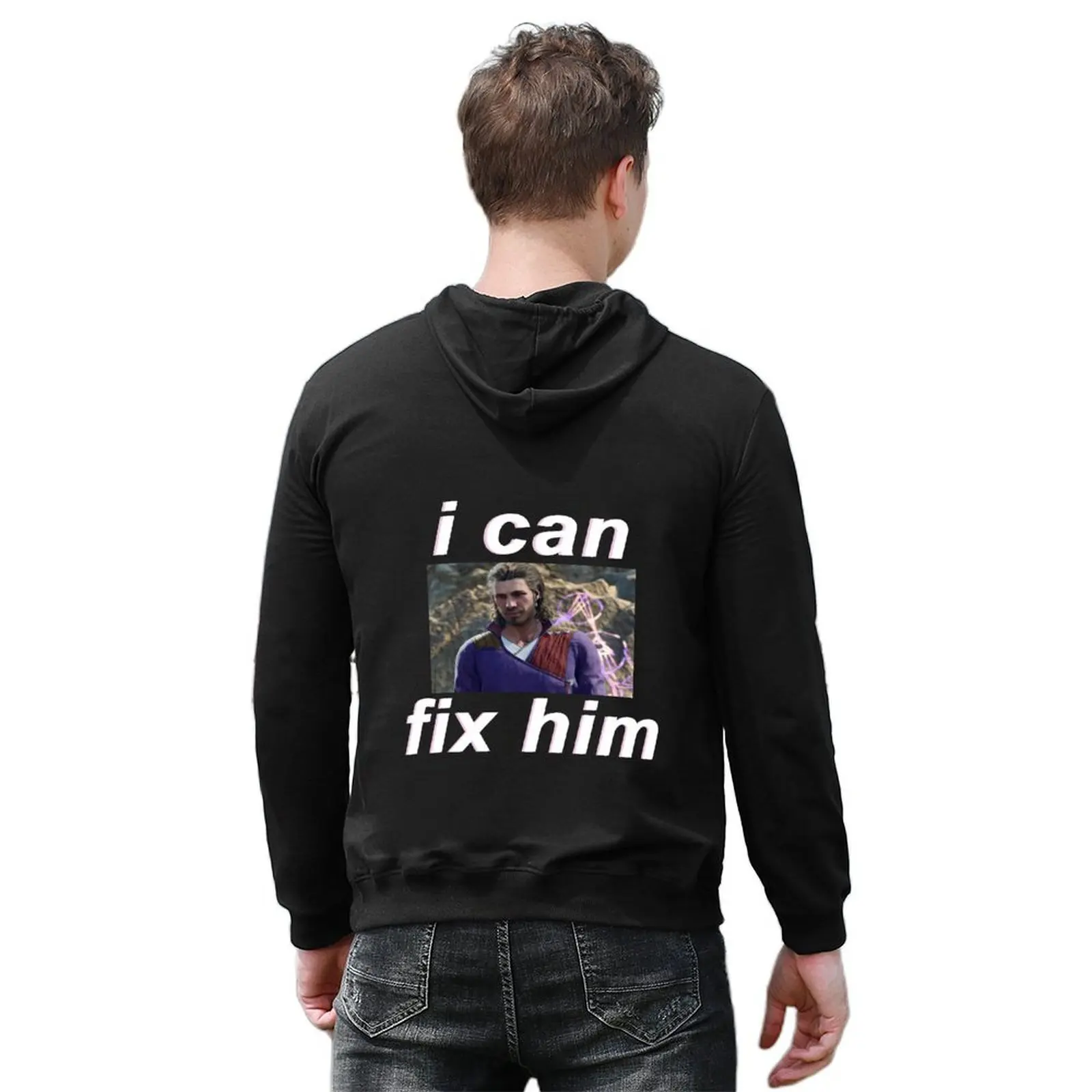 (FOR DARK BACKGROUND) Gale I can fix him Hoodie korean style clothes men's sweat-shirt men's winter sweater men's hoodies