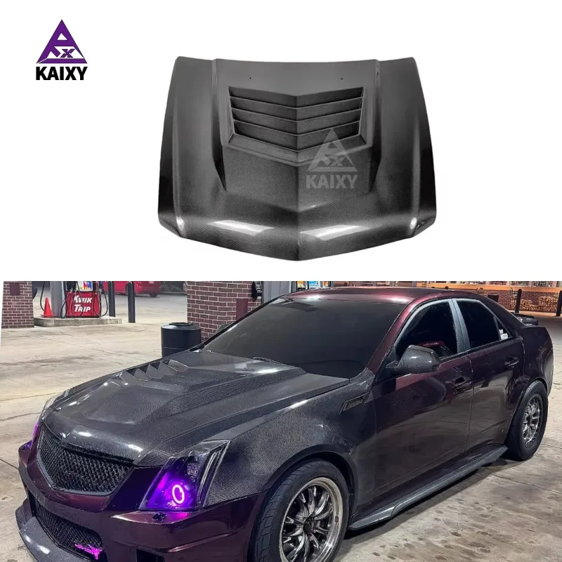 for Cadillac Carbon Fiber Front Engine Hood for Cadillac CTS CTS V Style Carbon Fiber Car Engine Bonnet 2008-2012