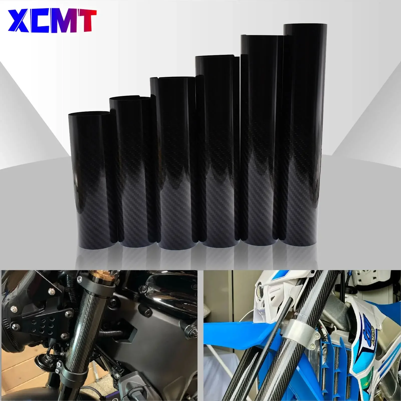 Motocross 160mm 178mm 202mm 225mm 248-260mm Fork Wraps Protectors in Full Carbon Fiber For Yamaha Honda KTM Kawasaki KX250 450F