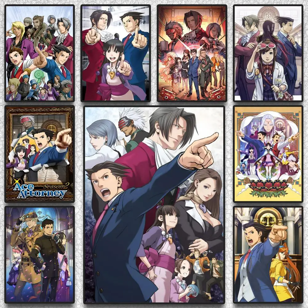 A-Ace A-Attorney Anime Game Poster Self Adhesive Wall Stickers Removable Room Decor Aesthetic Space Murals Fancy Gift