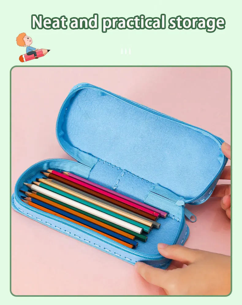 Nähen für Kinder, Schreibwaren-Tasche, handgefertigte Material-Sets, niedlicher Cartoon-Vliesstoff, Schnürung, Federmäppchen, Basteln für Kinder, Kleinkinder – Detail 3