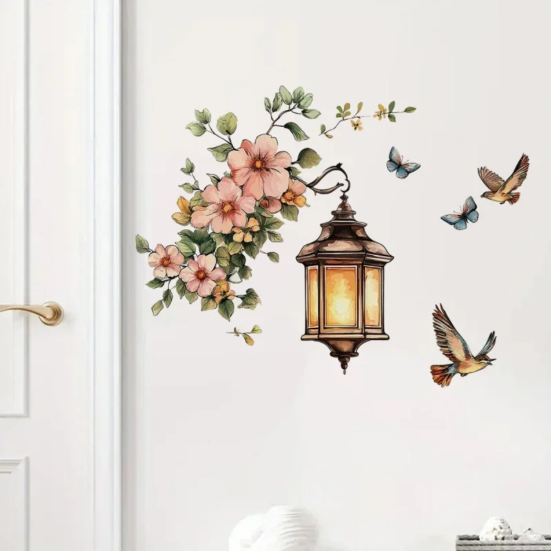 

Pink Flower Pendant Light Wall Sticker Removable Wall Art Decor Waterproof Stereo Flower Home Decoration for Bedroom Living Room