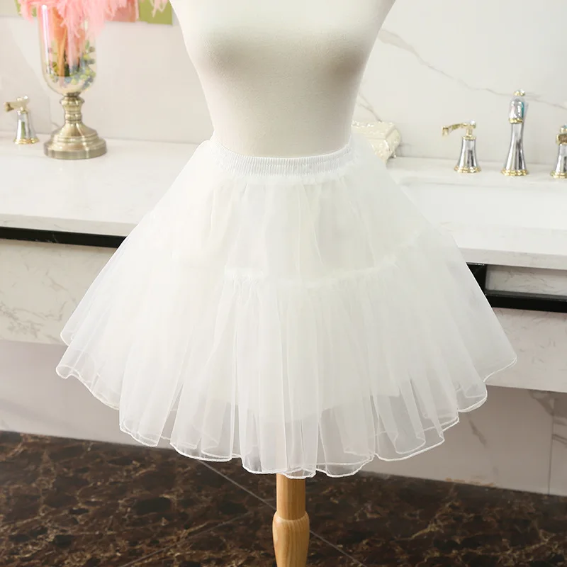 New Lolita Cosplay Petticoats In Stock White Black Organza Girls Crinoline Bridal Underskirt Women 2024