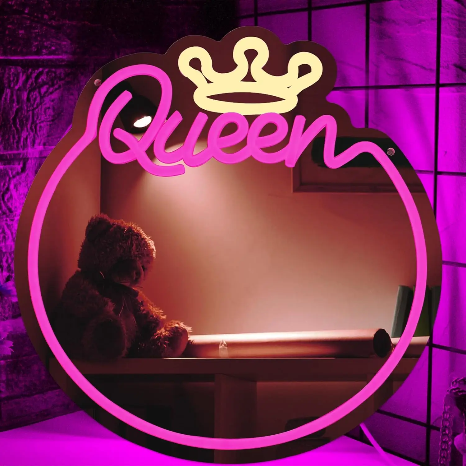 

Queen Mirror Neon Sign USB Dimmable LED Light for Makeup Mirror Bedroom Salon Bar Gaming Room Home Decoration personnalisé Gift