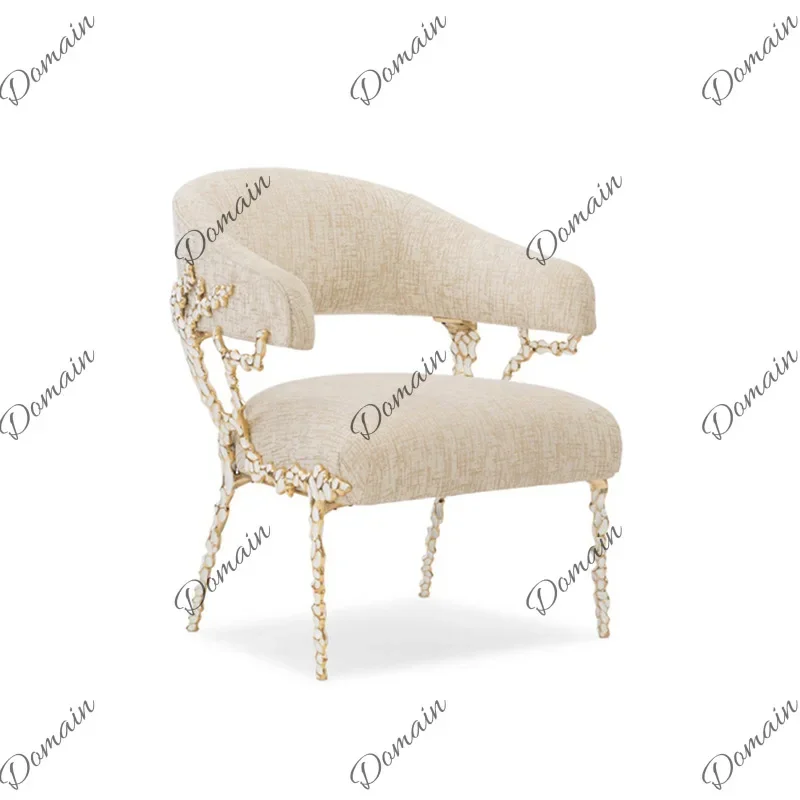 81 N Italian Light Luxury Solid Copper Dining Chair Modern Living Room Villa Designer Backrest Leisure Chair