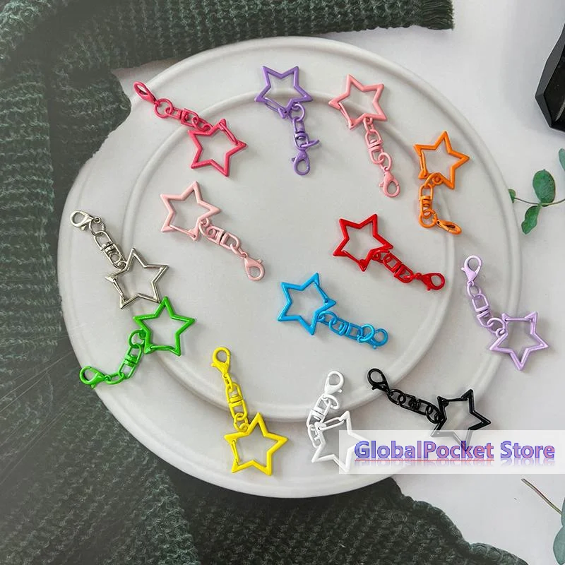 10pcs Colorful Hollow Star Keychain with Lobster Clasp Lightweight Luggage Charm Pendant for Short Trips