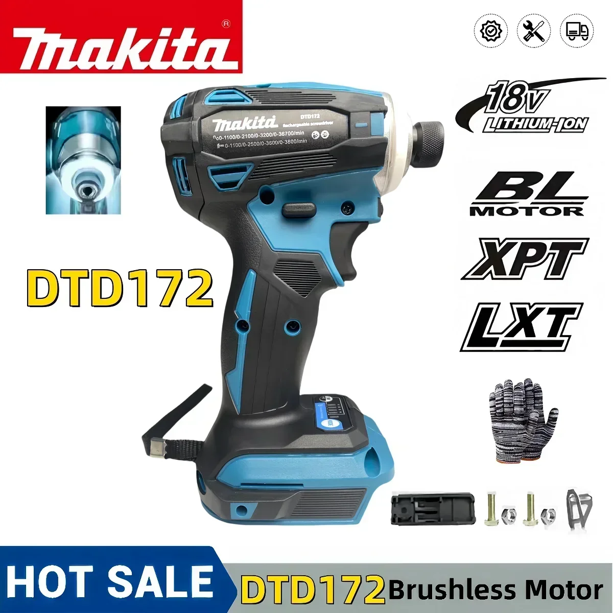 

Makita DTD172 Impact Driver Drill 180Nm 18V Cordless Brushless Moter Electric ScrewDriver Power Tools For Makita 18V Battery