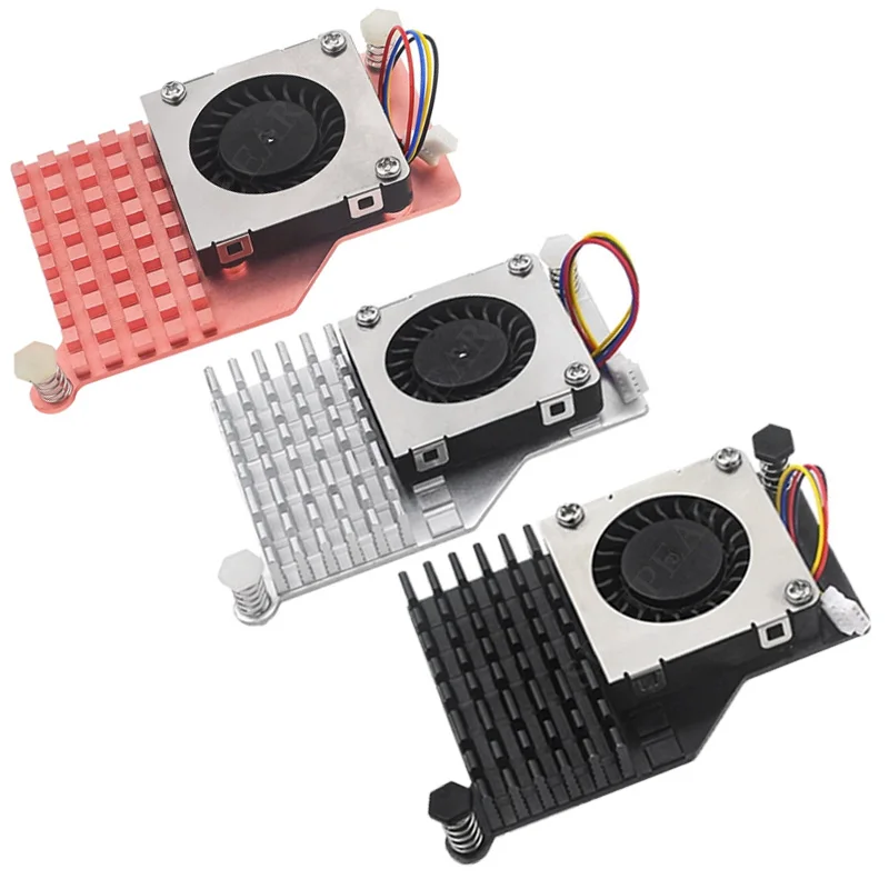 Pi5 Radiator logam kipas pendingin aktif Raspberry Pi 5 pilihan Heatsink murni tembaga/Aluminum-perak/Aluminum-hitam