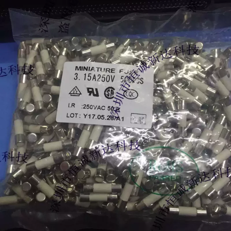 30-100pcs Ceramic explosion-proof fuse fuse fuse 5x20-T3.15A 250V slow melting protector