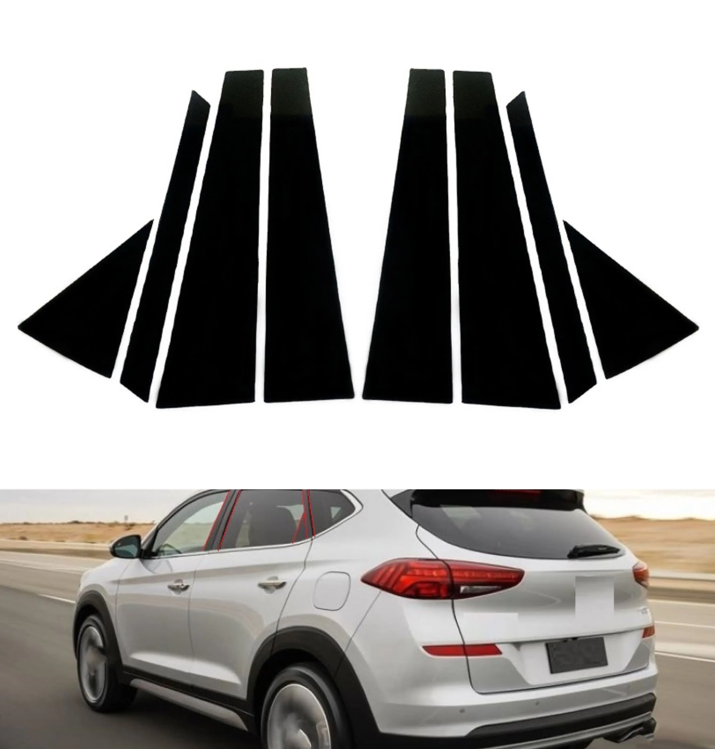 

Glossy Black Pillar Post Fit For Hyundai Tucson (TL) 2016 2017 2018 2019 2020 2021 Window Door Cover Trim Decoration Stickers