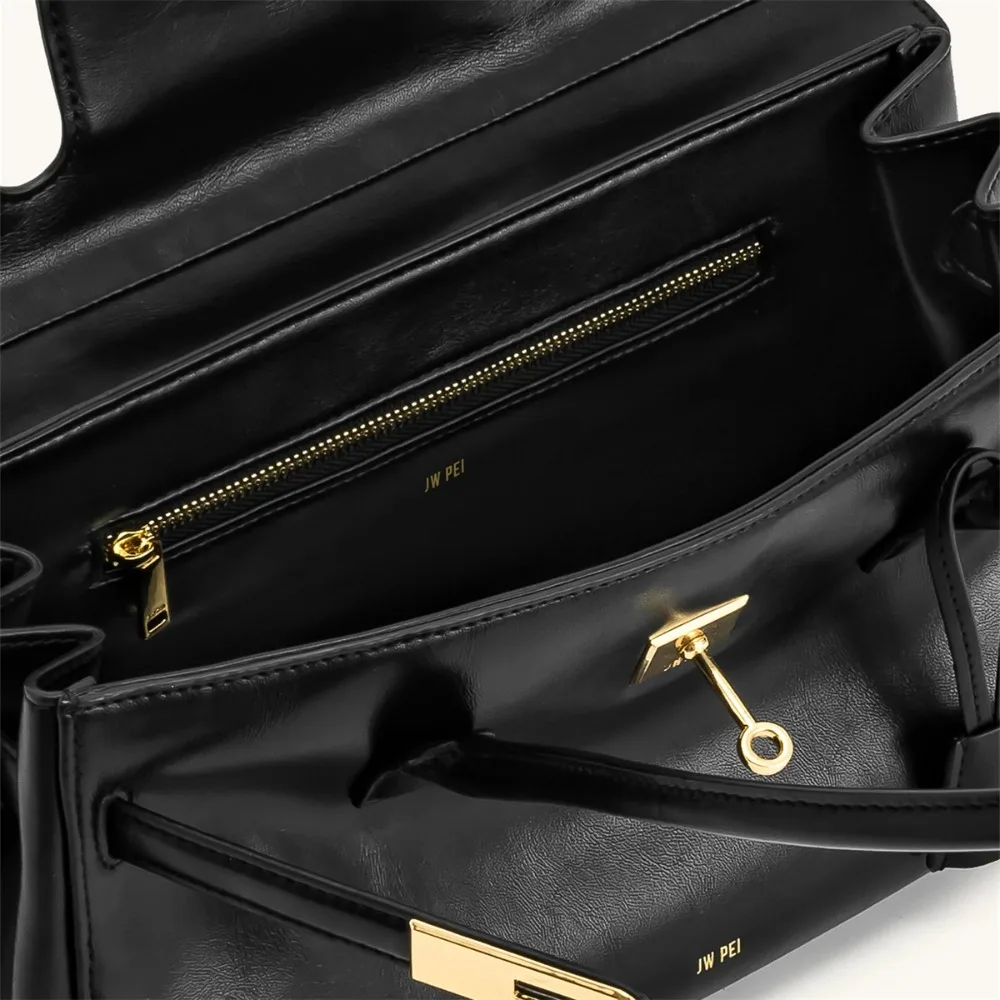 JW PEI يارا حقيبة يد للنساء حمل حقيبة جلد نباتي أسود مصمم حقيبة كتف للعمل التنقل اليومي Pures 2025 جديد #4