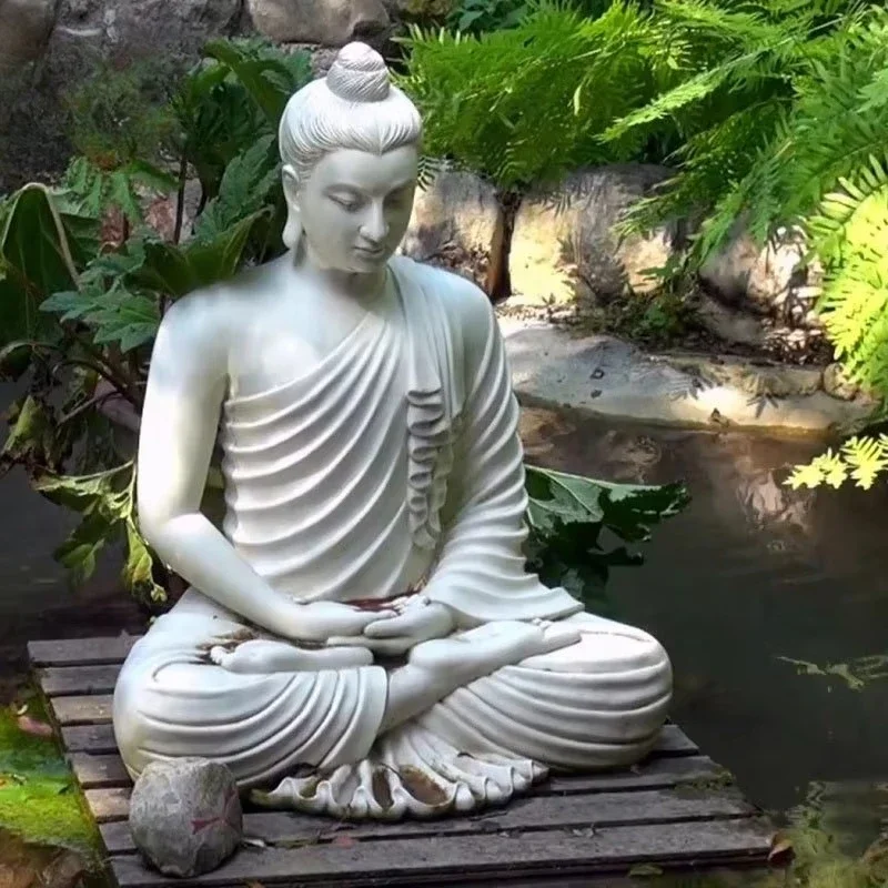 Garden Stone Carving Outdoor Buddha Statues Life Size Meditating White Marble Sitting Buddha Statue Home Decor