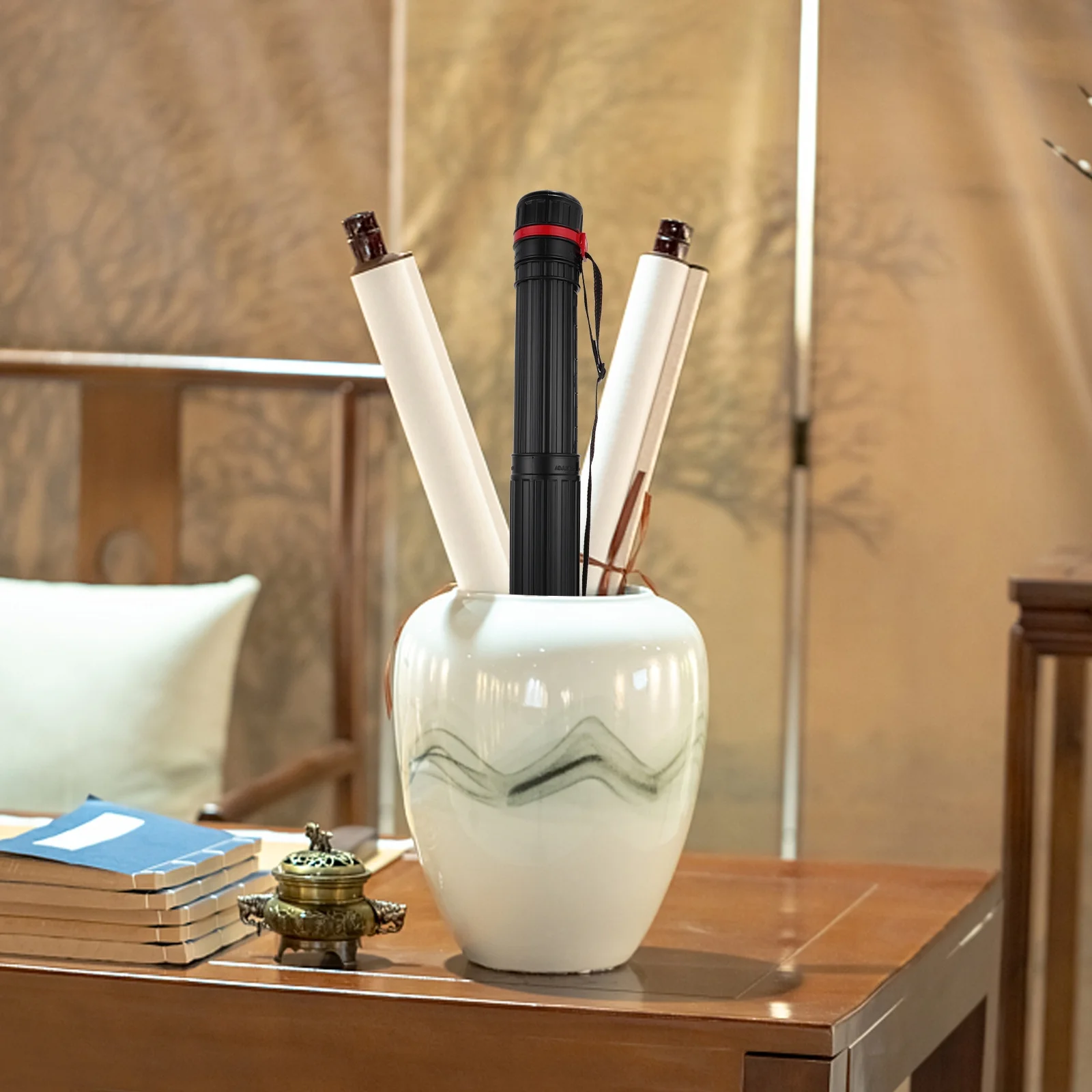 Tabung Penyimpanan Gambar Teleskopik, Tabung Poster yang Dapat Diperpanjang, Tabung Silinder Portabel untuk Penyimpanan di Bahu