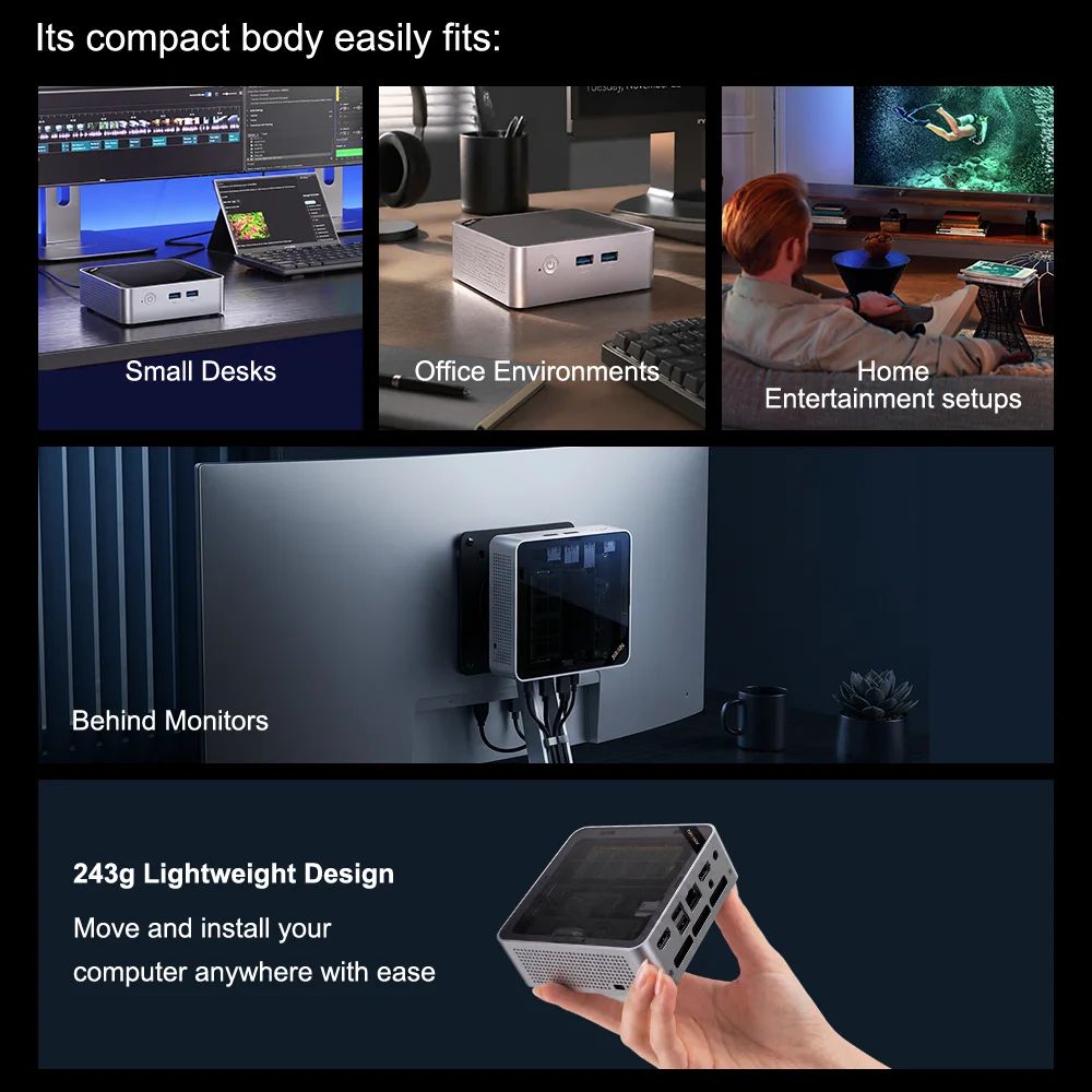 Ninkear M5 Neo Mini Pc, Intel Pentium Gold 5405U, 8GB RAM 256GB SSD, Windows 11, Dual Hdmi, Wifi 5, Bluetooth 5.0, 2Tb Expansion, Compact Desktop Computer