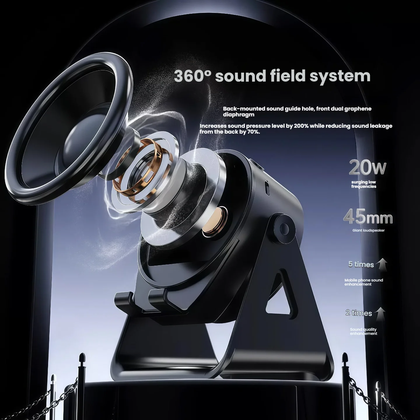 2025 Novo alto-falante de indução de carregamento sem fio multifuncional giratório suporte para celular alto-falante bluetooth