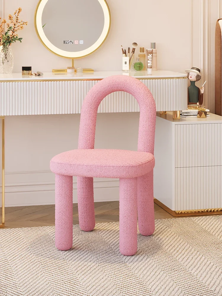 

Luxury Dressers Stool Design Furniture Modern Living Room Bedroom Computer Chair Nordic Women's With Backrest Pink Makeup Chairs