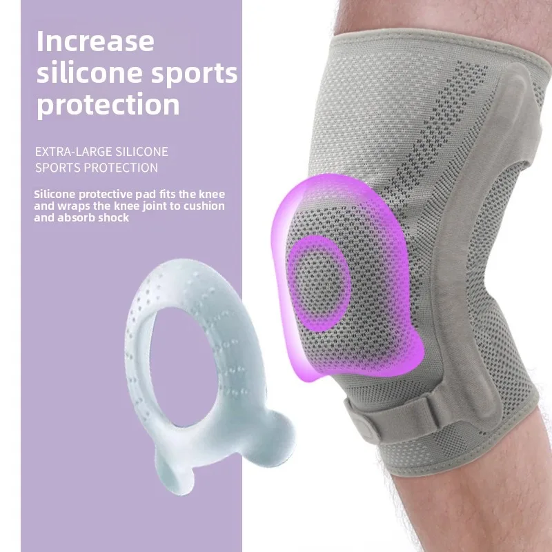 Men Women Basketball Running Knee Pads Silicone Shock Absorber Spring Support High Elastic Professional Sports Protective Gear