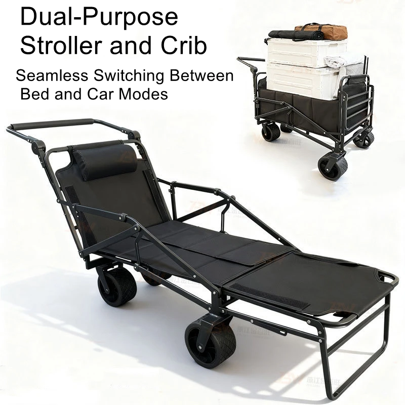 Outdoor Handcart, Camping-Specific RV, Portable Market Cart, Reclining and Foldable Camping Trailer