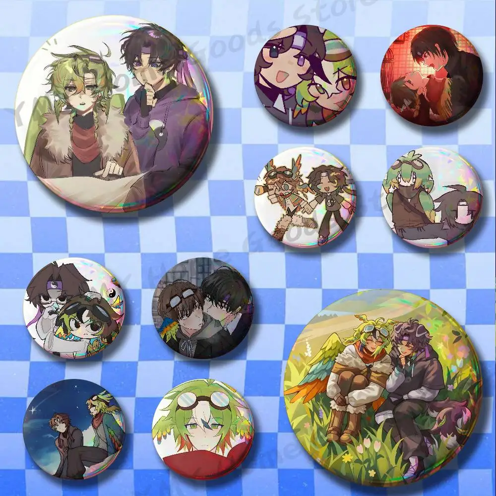Wifies Parrotx2 Odyssey Duo Badges Pins Button Custom Anime Role Old-school Brooches Cartoon Collar Gifts