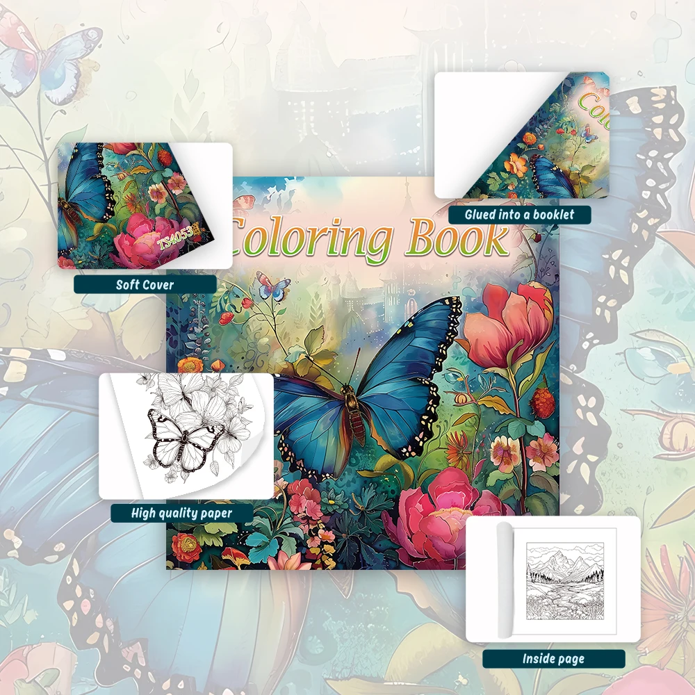 1pc,Teenagers coloring book,30 sheets different patterns 8.3x8.3\'\'100gsm,is a Valentine\'s Day Easter Holiday Gift