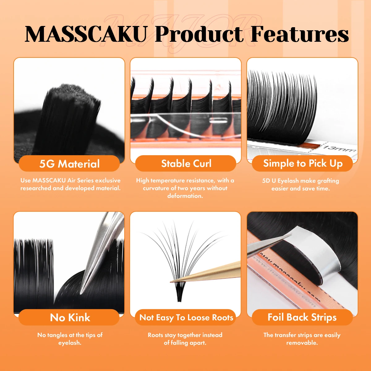 MASSCAKU 10 gevallen/partij Kasjmier Bloeiende Wimperverlenging 8-20mm Lengte Super Mat Zwart Premade Volume Fans Wimpers Makeup Tools