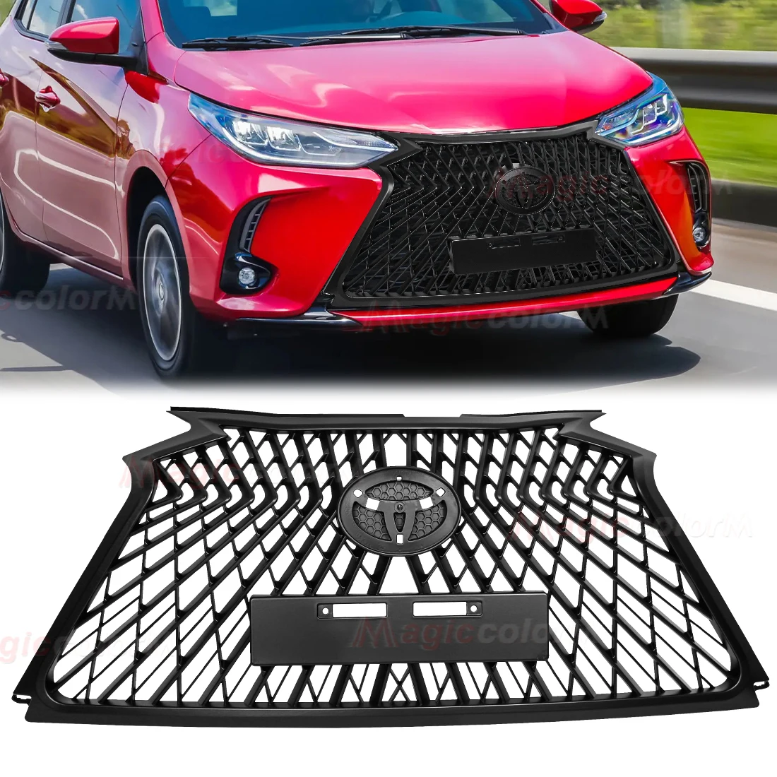 

For Toyota Yaris Vios 2020 2021 2022 Front Mask Grille Grill Mesh Grid Tuning Accessories Facelift Auto High Quality Dust Proof