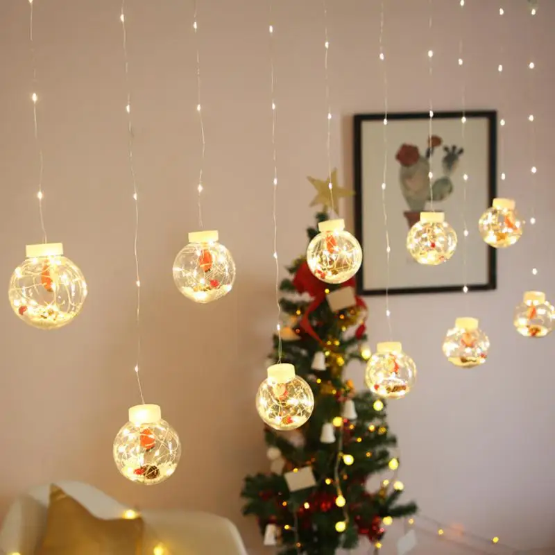 Christmas Wish Ball LED Fairy Curtain Light String Wedding Holiday Garland Lamp for Home Room Party Atmosphere Decoration