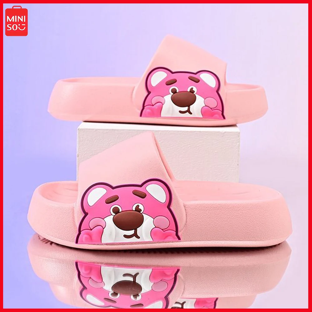 Miniso Lotso New Slippers Summer Students Soft Sole Non Slip Indoor Living Home Soft Comfortable Kawaii Girls Slipper Birthday