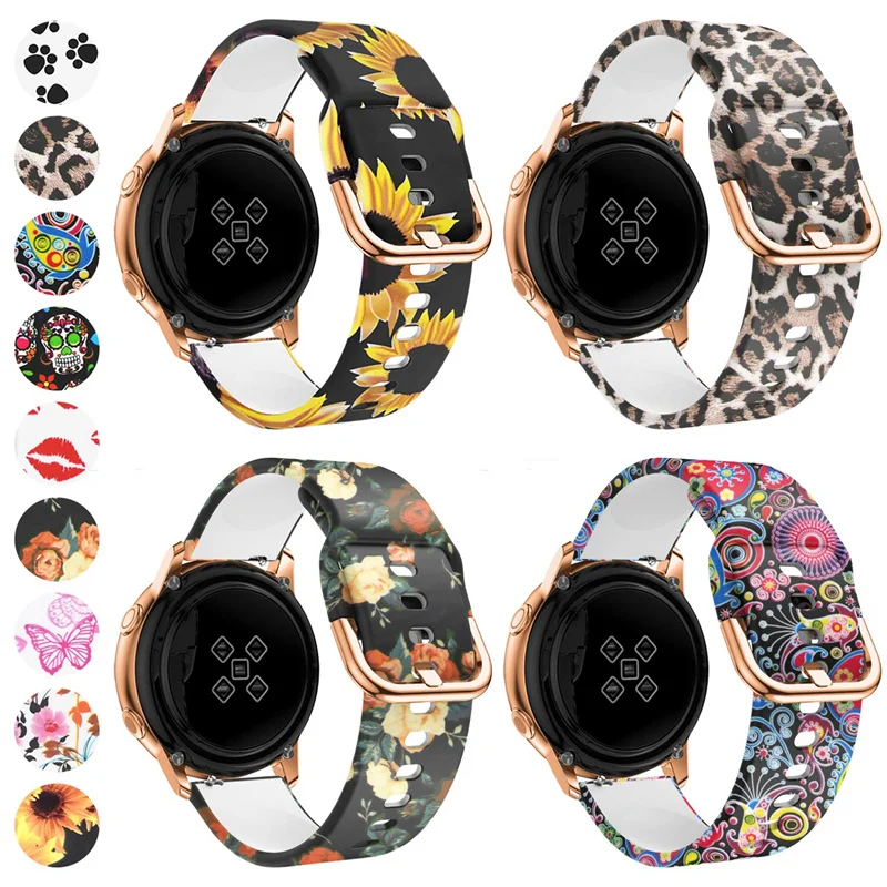 22mm 20MM Watch Strap for Samsung Galaxy Watch 6 5 pro/4/Classic Silicone Sport Bracelet for amazfit GTR-GTS 4-3-2e Printed Band