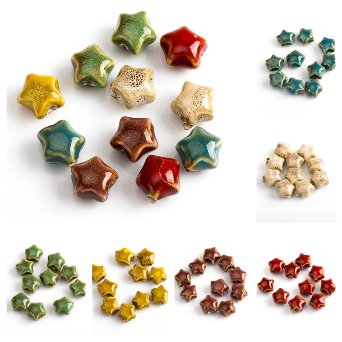 17# 10pcs Star Shape Ceramic Beads Colorful Porcelain Bead For Jewelry Making Part For Bracelet Necklace #XN045