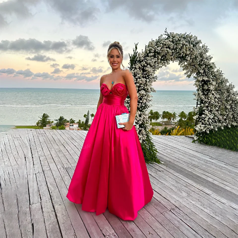 Personalizado elegante sem alças cetim noite gala vestidos de casamento 2025 aberto para trás com trem varredura tule vestido de noiva para mulher