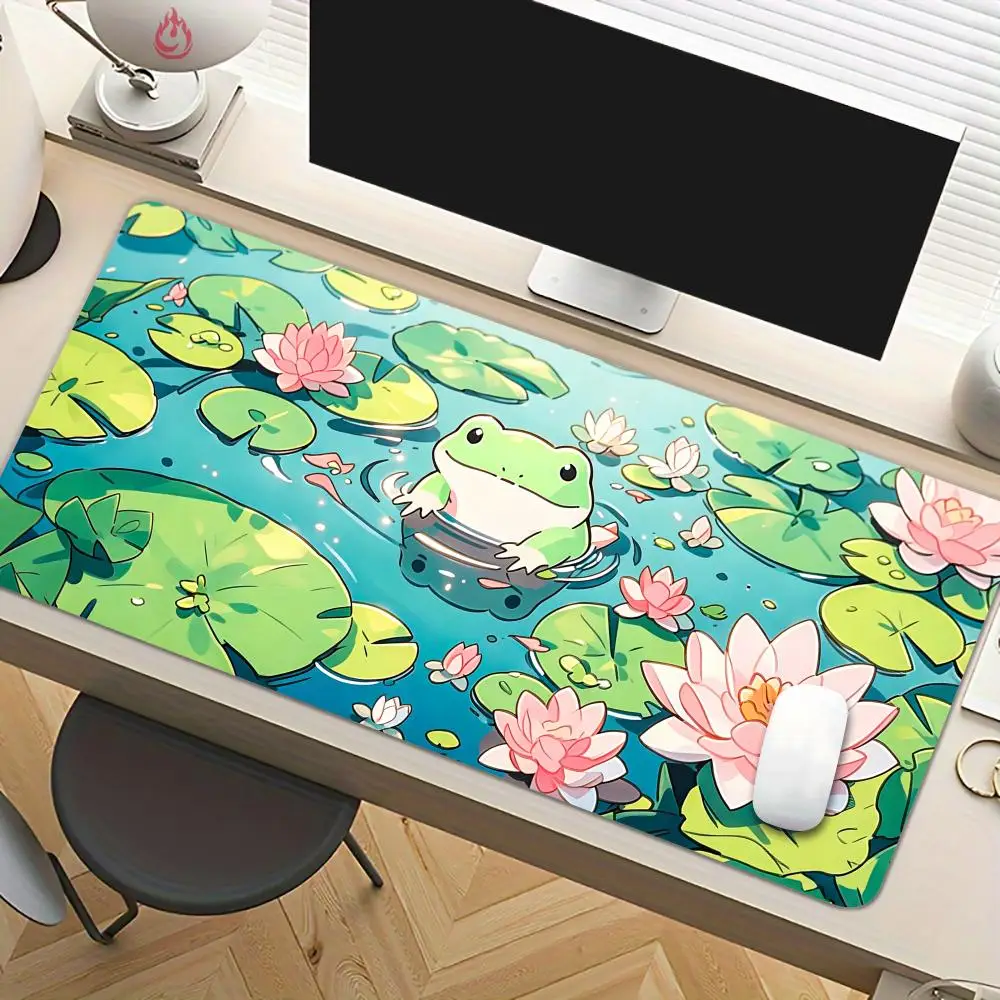Pond and Frog anime Mouse Pad Desk Mat Large Computer Office Carpet XXL Mousepad Gamer Gaming PC Accessories Keyboard Rug