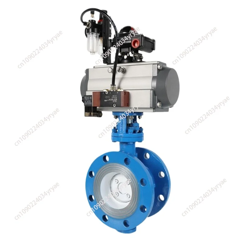 Cast steel pneumatic butterfly  D643H-16C national standard hard seal AT double acting flange three eccentric butterfly valve