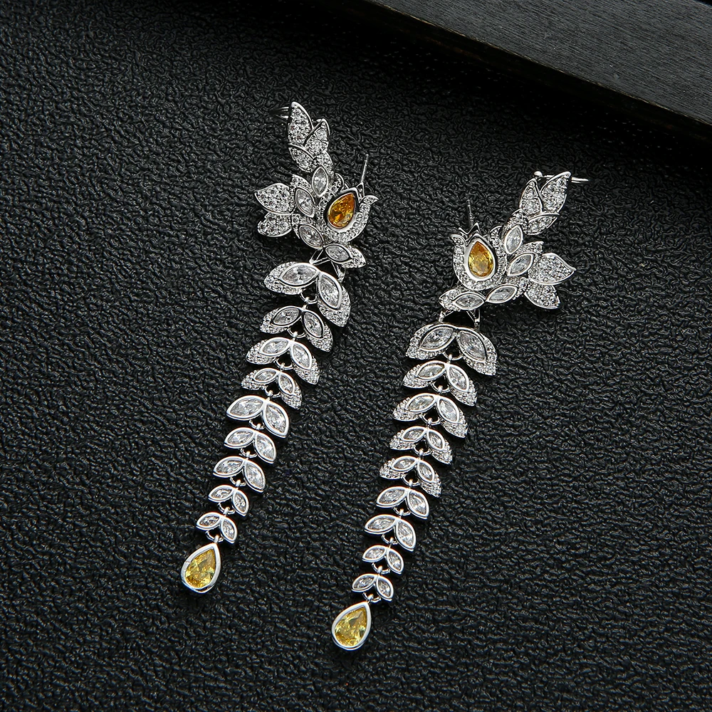 

Роскошные геометрические серьги-капли для женщин, свадебные серьги с кубическим цирконием, Дубай, свадебные серьги с кисточками, ювелирные аксессуары E7472