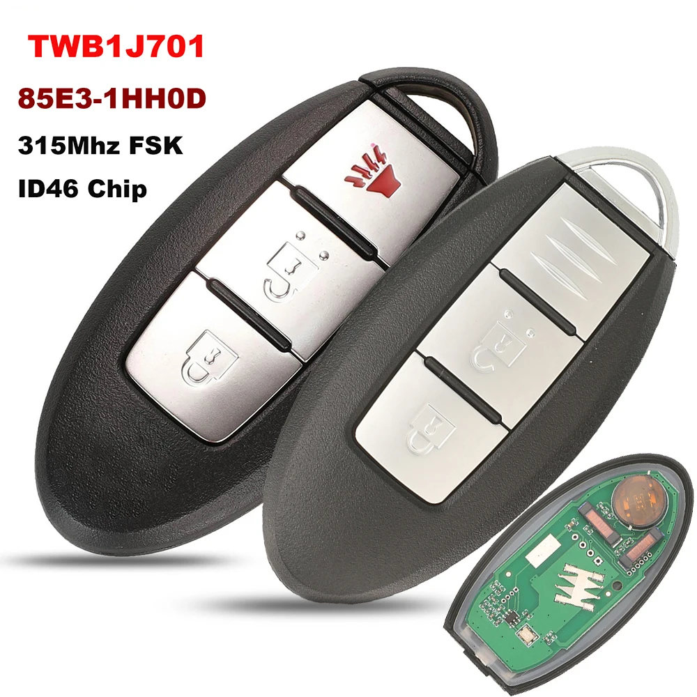 jingyuqin Für NISSAN March Sunny Tiida Livina Sylphy Altima Maxima TWB1J701 85E3-1HH0D Fernbedienung Autoschlüssel 315 MHz ID46/pcf7952 – Detail 1