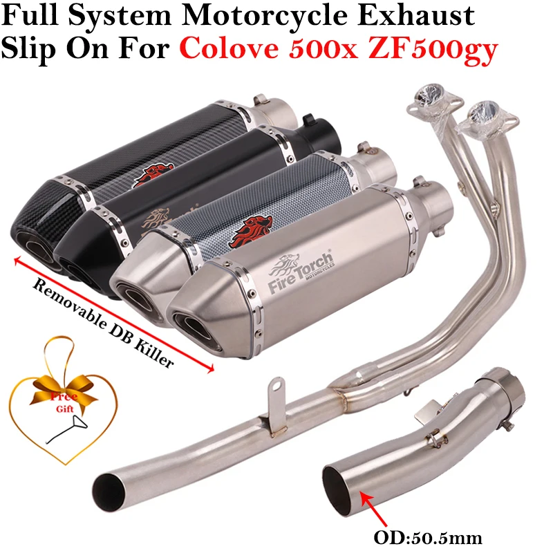 Full Systems For COLOVE 500X ZF500GY MACBOR MONTANA XR5 Motorcycle Exhaust Modify Escape Front Mid Link Pipe DB Killer Muffler