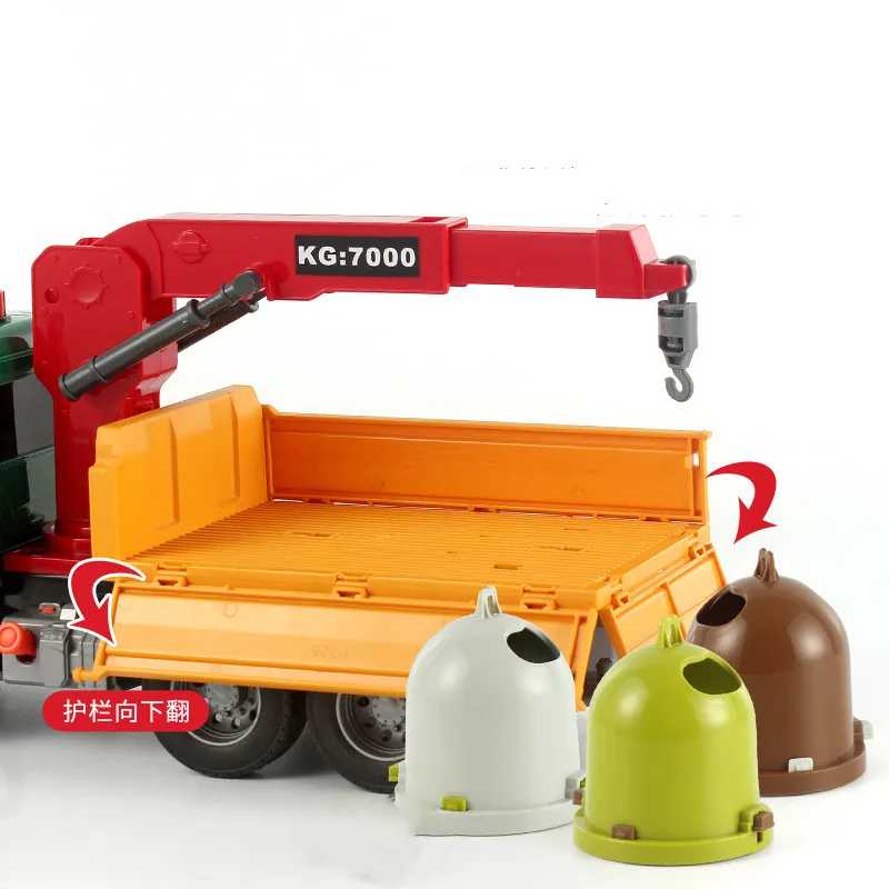 Big Garbage Truck Toy, Friction Powered Garbage Truck with Lights and Sounds Kids Recycling Trash Truck Kids Gifts