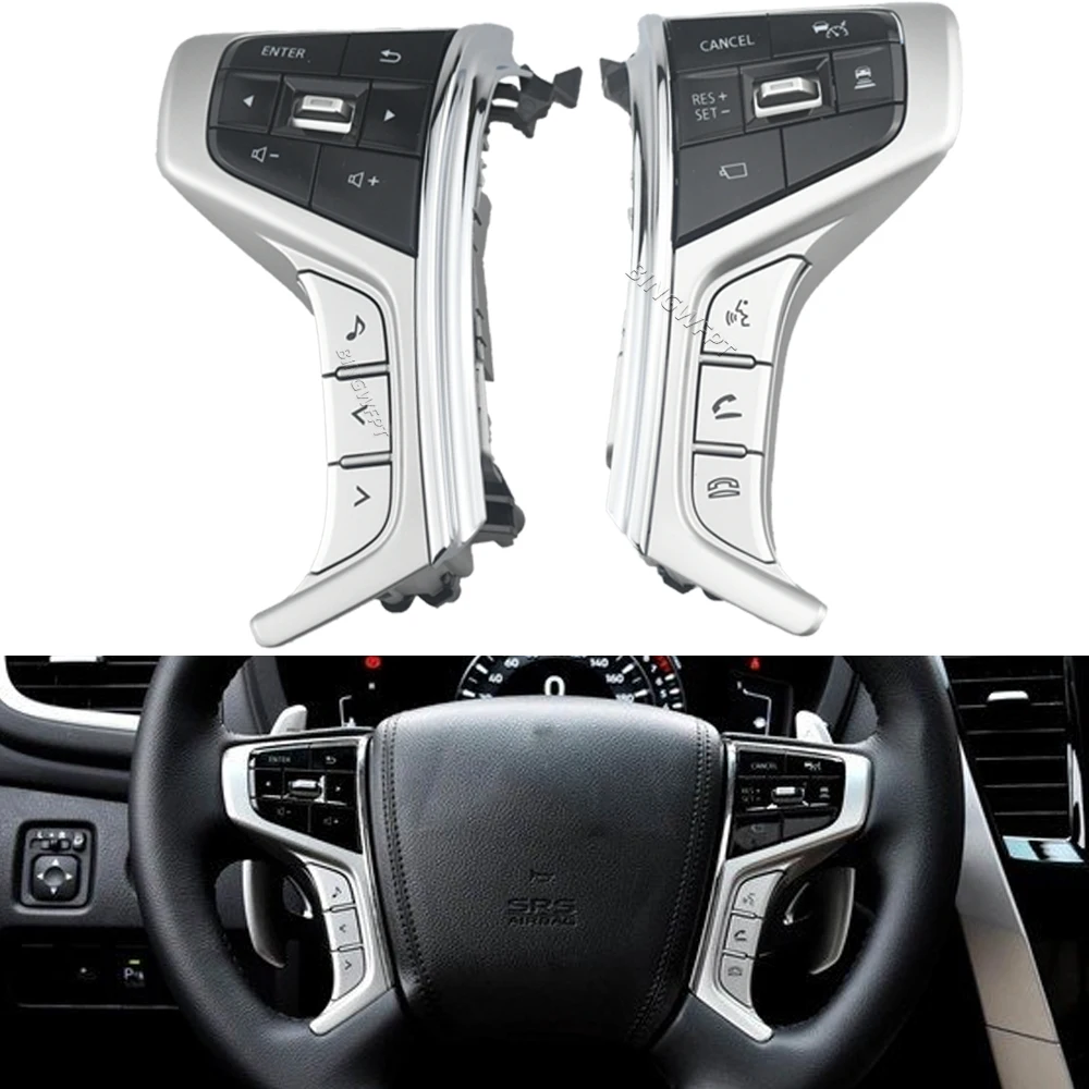 Steering Wheel Button Cruise Control Multimedia Audio Switch For Mitsubishi Pajero Sport 2015-2021 Outlander Triton L200 Delica