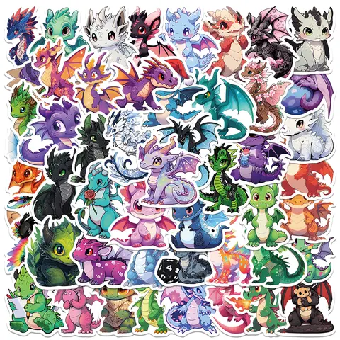 50 पीस प्यारे कार्टून मैजिक ड्रेगन स्टिकर सामान लैपटॉप गिटार स्केटबोर्ड DIY वाटरप्रूफ ग्रैफिटी विनाइल डीकल्स के लिए 8 best sales ड्रैगन स्टिकर - №3