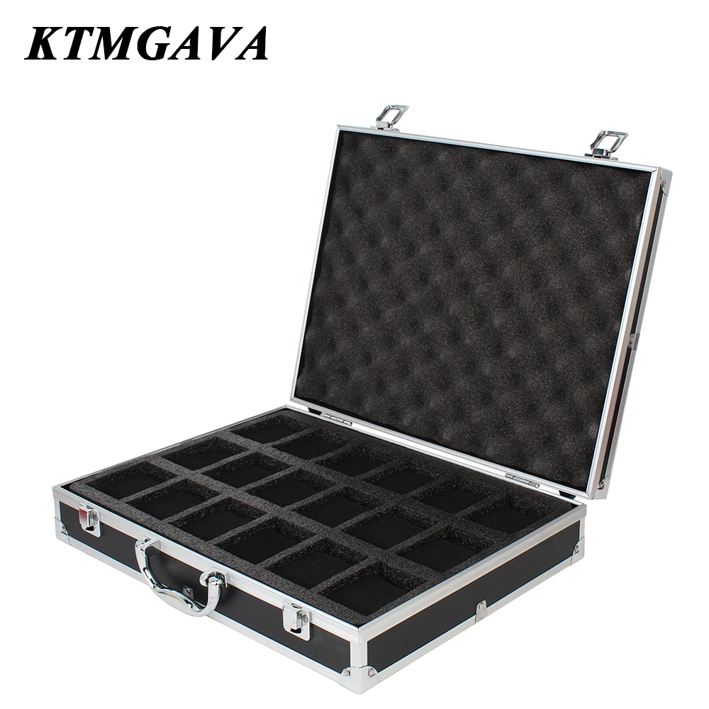 KTMGAVA 10/12/18 Grid Aluminium Legierung Schwarz Uhr Lagerung Box Schmuck Sammlung Box Tragbare Große Kapazität Uhr Box Qualität geschenk Box 4