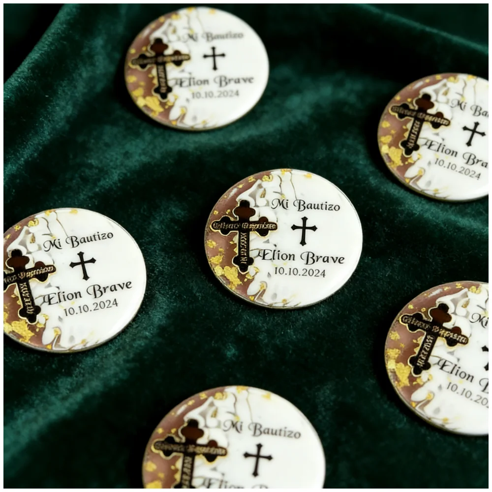 Personalized Resin Baptism Magnets | Engraved Guest Gifts | Mi Bautizo & Prima Comunione Favors Bulk