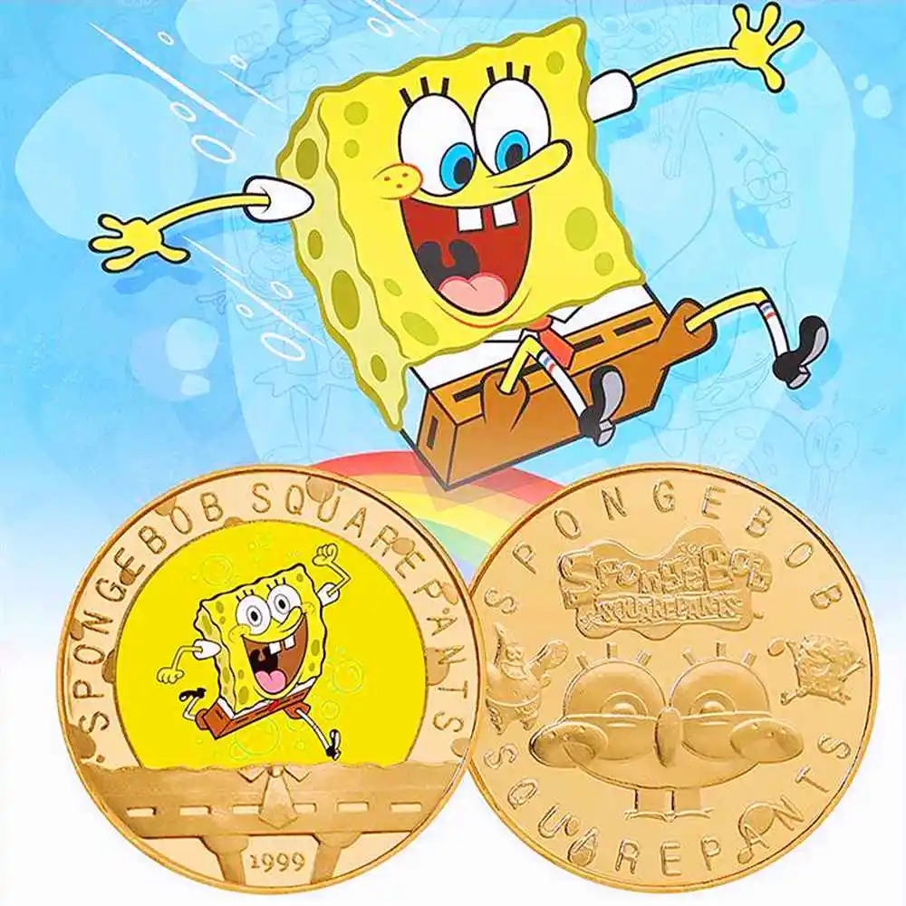SpongeBob Toys Metal SpongeBob Coin Tcg Patrick Star Anime Commemorative Coins Collectibles Cartoon Medal Kids Toys Gifts Badge