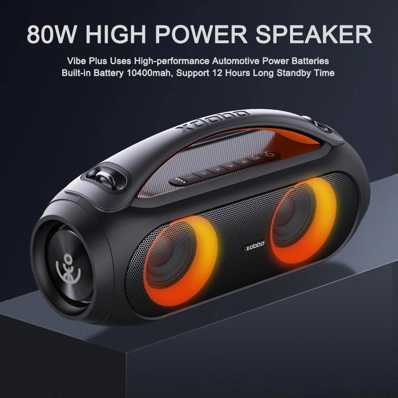 XDobo Vibe Plus 80W high-power portable wireless Bluetooth speaker RGB subwoofer stereo surround sound TWS party karaoke speaker